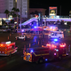 Police and rescue personnel gather at the intersection of Las Vegas Boulevard and Tropicana Avenue after a reported mass shooting at a country music festival on Oct. 2, 2017, in Las Vegas. (Ethan Miller/Getty Images)